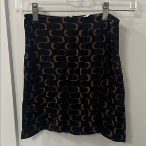Reformation Black and Brown Geometric Mini Skirt